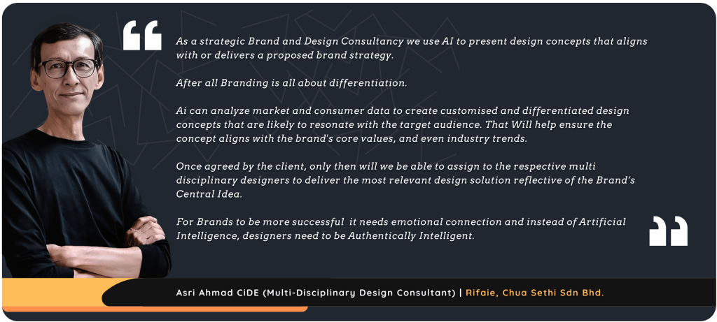 Quote from Asri Ahmad CiDE on will AI replace designers?